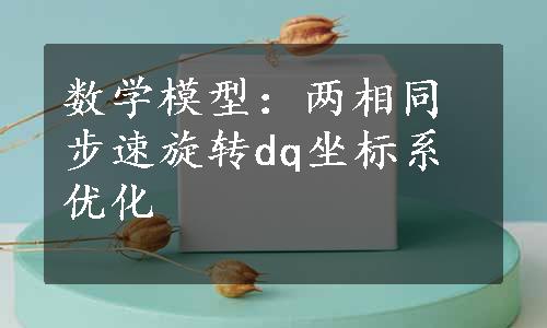 数学模型：两相同步速旋转dq坐标系优化