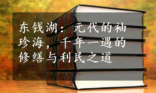 东钱湖：元代的袖珍海，千年一遇的修缮与利民之道