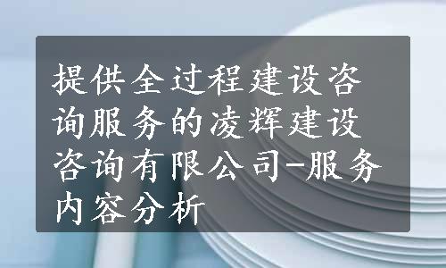 提供全过程建设咨询服务的凌辉建设咨询有限公司-服务内容分析