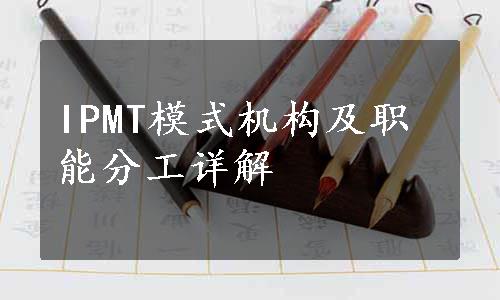 IPMT模式机构及职能分工详解