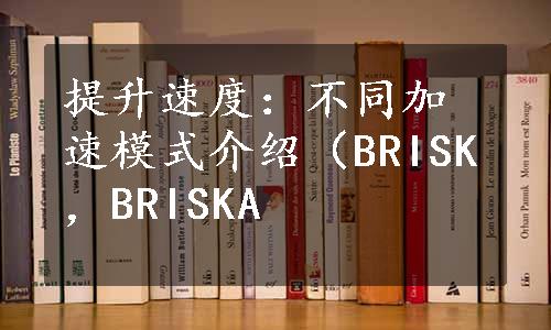 提升速度：不同加速模式介绍（BRISK，BRISKA