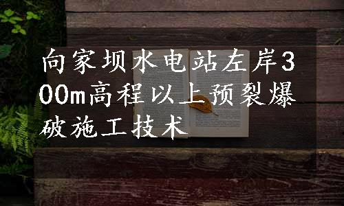 向家坝水电站左岸300m高程以上预裂爆破施工技术