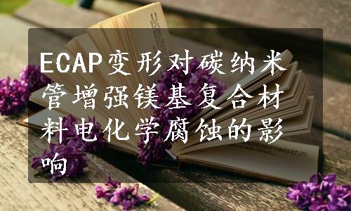 ECAP变形对碳纳米管增强镁基复合材料电化学腐蚀的影响