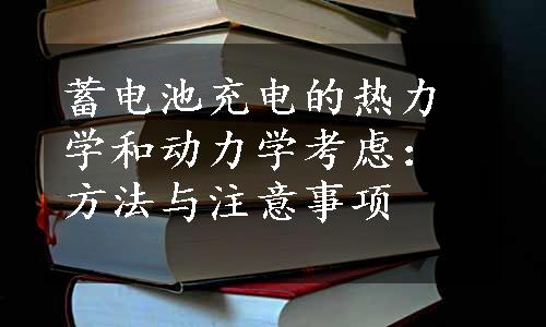 蓄电池充电的热力学和动力学考虑：方法与注意事项