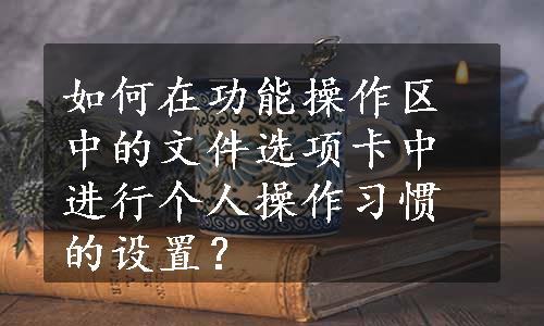 如何在功能操作区中的文件选项卡中进行个人操作习惯的设置？