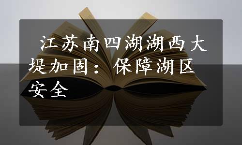  江苏南四湖湖西大堤加固：保障湖区安全