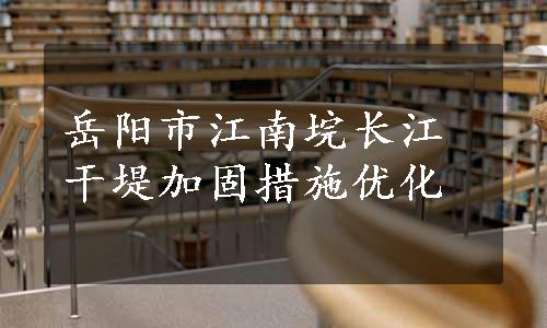 岳阳市江南垸长江干堤加固措施优化