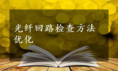 光纤回路检查方法优化