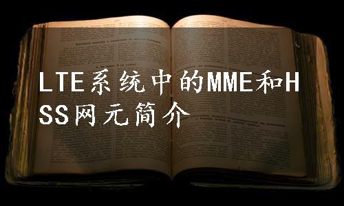 LTE系统中的MME和HSS网元简介