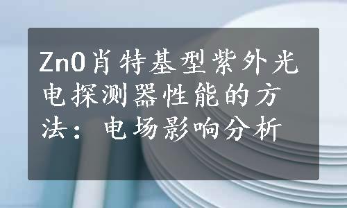 ZnO肖特基型紫外光电探测器性能的方法：电场影响分析