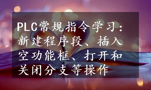 PLC常规指令学习：新建程序段、插入空功能框、打开和关闭分支等操作