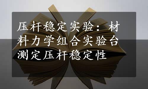 压杆稳定实验：材料力学组合实验台测定压杆稳定性