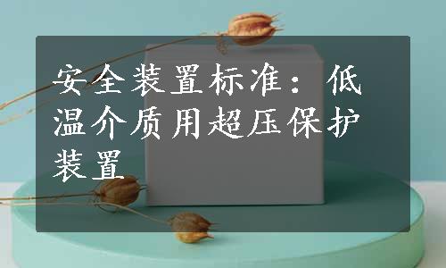 安全装置标准：低温介质用超压保护装置