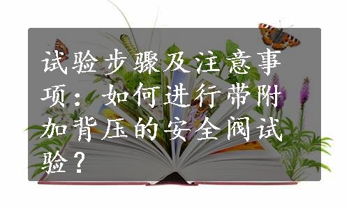 试验步骤及注意事项：如何进行带附加背压的安全阀试验？