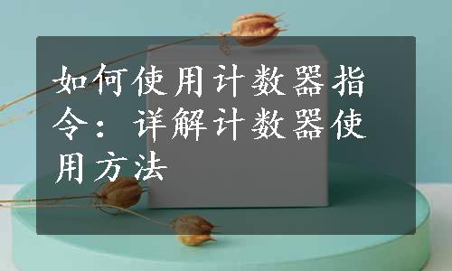 如何使用计数器指令：详解计数器使用方法