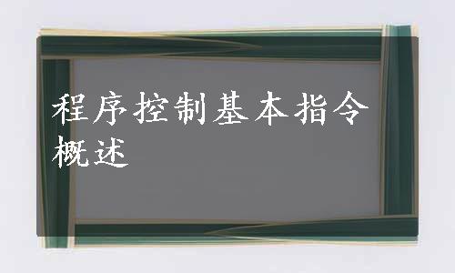 程序控制基本指令概述