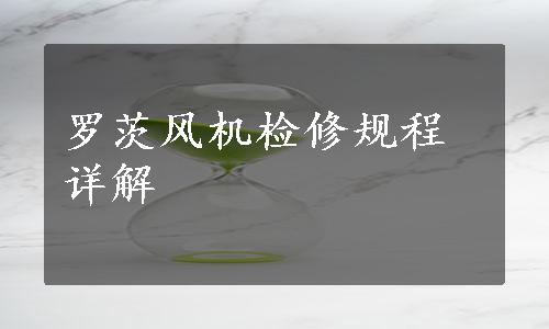 罗茨风机检修规程详解