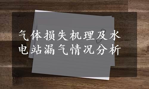 气体损失机理及水电站漏气情况分析