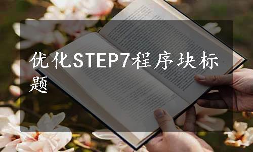 优化STEP7程序块标题