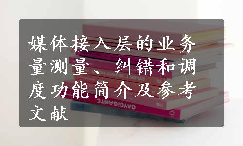 媒体接入层的业务量测量、纠错和调度功能简介及参考文献