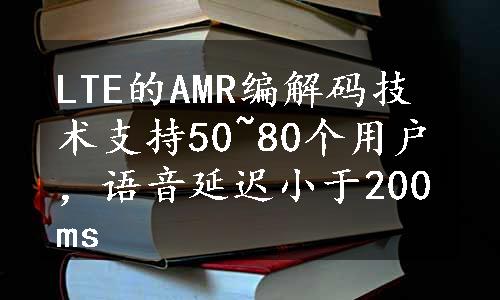 LTE的AMR编解码技术支持50~80个用户，语音延迟小于200ms