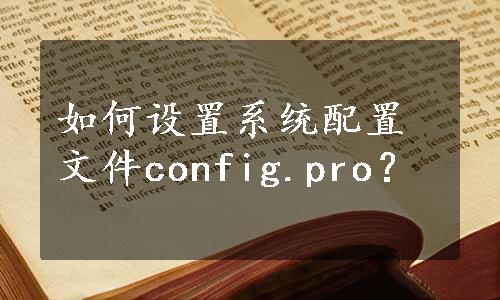 如何设置系统配置文件config.pro？