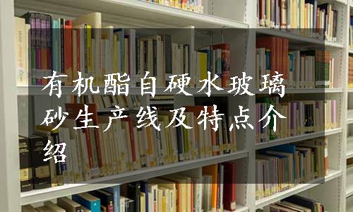 有机酯自硬水玻璃砂生产线及特点介绍