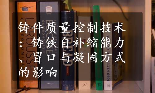 铸件质量控制技术：铸铁自补缩能力、冒口与凝固方式的影响