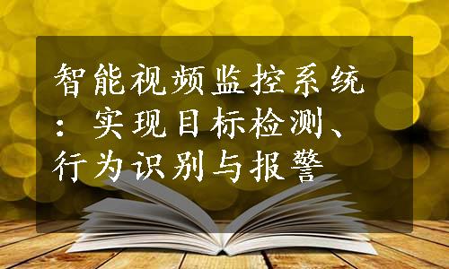 智能视频监控系统：实现目标检测、行为识别与报警