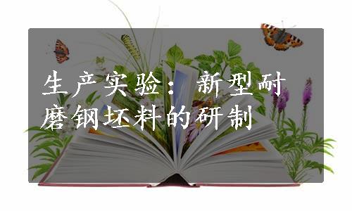 生产实验：新型耐磨钢坯料的研制