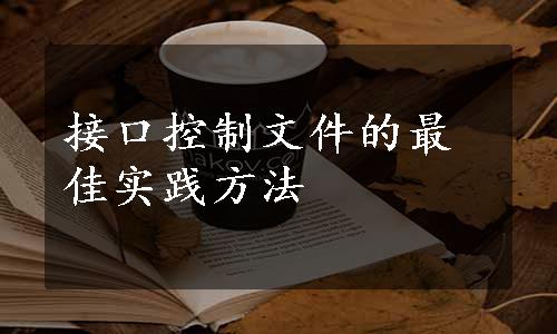 接口控制文件的最佳实践方法