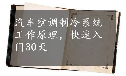 汽车空调制冷系统工作原理，快速入门30天