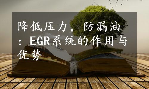 降低压力，防漏油：EGR系统的作用与优势