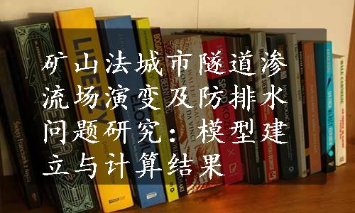 矿山法城市隧道渗流场演变及防排水问题研究：模型建立与计算结果