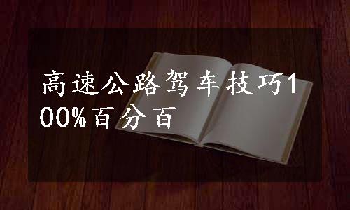 高速公路驾车技巧100%百分百