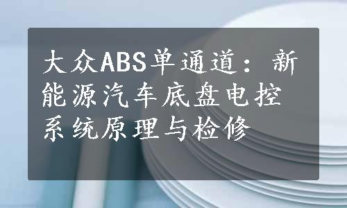 大众ABS单通道：新能源汽车底盘电控系统原理与检修