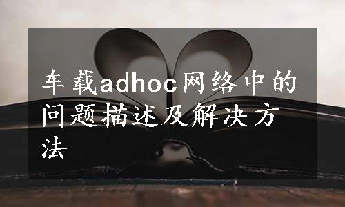 车载adhoc网络中的问题描述及解决方法