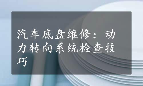 汽车底盘维修：动力转向系统检查技巧