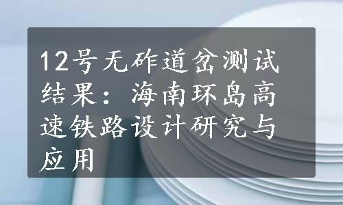 12号无砟道岔测试结果：海南环岛高速铁路设计研究与应用