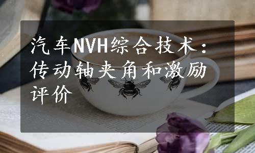 汽车NVH综合技术：传动轴夹角和激励评价