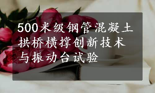 500米级钢管混凝土拱桥横撑创新技术与振动台试验