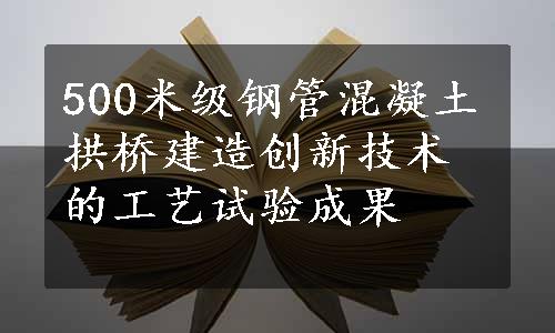 500米级钢管混凝土拱桥建造创新技术的工艺试验成果