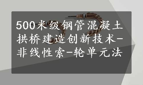 500米级钢管混凝土拱桥建造创新技术-非线性索-轮单元法