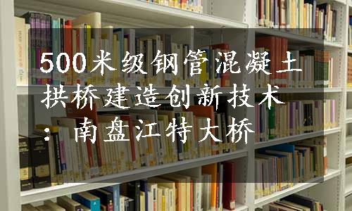 500米级钢管混凝土拱桥建造创新技术：南盘江特大桥