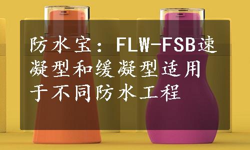 防水宝：FLW-FSB速凝型和缓凝型适用于不同防水工程