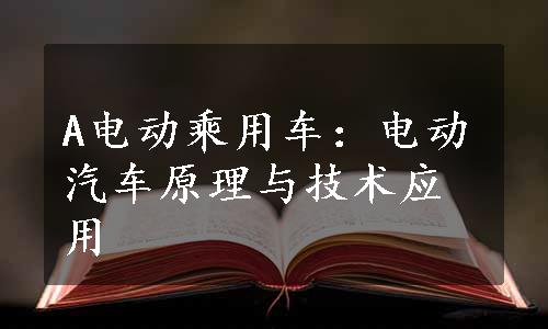 A电动乘用车：电动汽车原理与技术应用