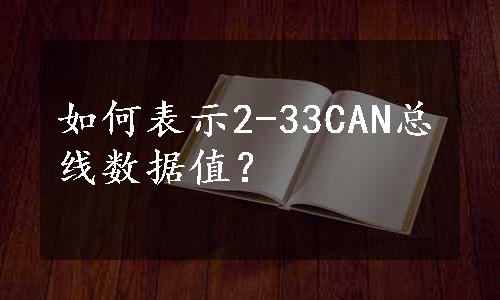 如何表示2-33CAN总线数据值？