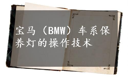 宝马（BMW）车系保养灯的操作技术