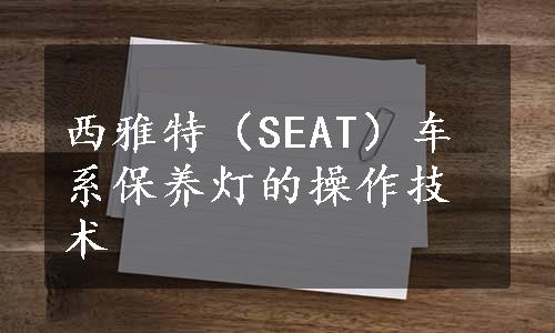 西雅特（SEAT）车系保养灯的操作技术