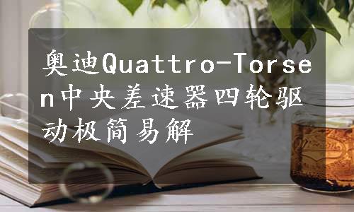 奥迪Quattro-Torsen中央差速器四轮驱动极简易解